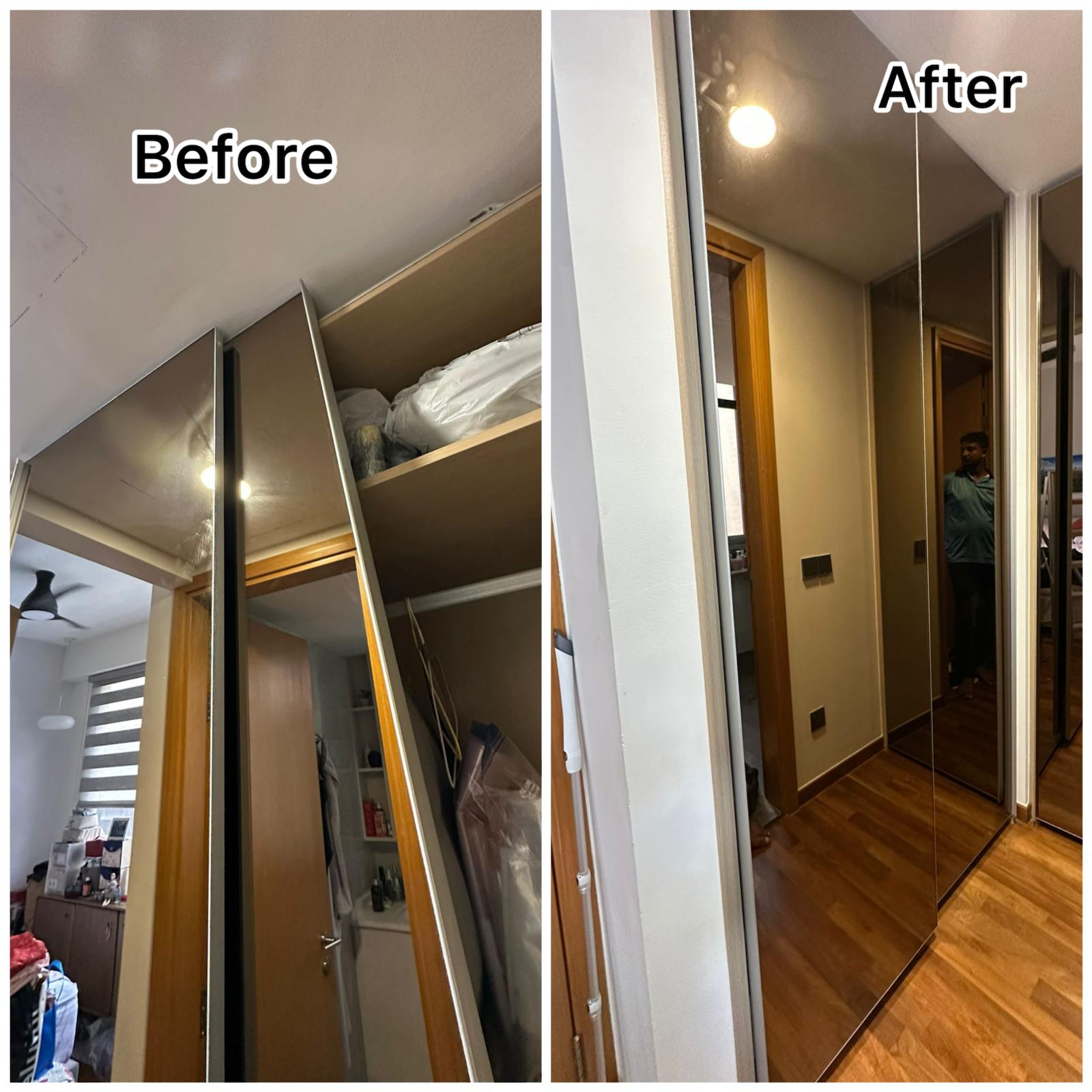 Wardrobe Sliding Door Alignment Service in Singapore | Tasfia Engineering & Construction Pte Ltd
